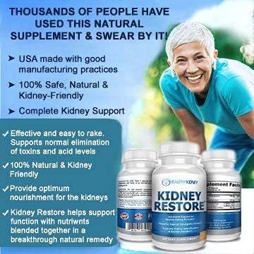 Kidney Restore Kidney Cleanse and Kidney Health Supplement to Support Normal Kidney Function, Vitamins for Kidney Health 60 caps - 2 Pack-SeraviaPure