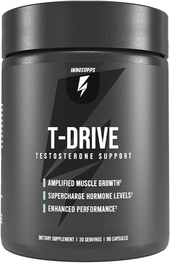 InnoSupps : T-Drive | Testosterone Booster | Amplify Muscle Growth | KSM-66 Ashwagandha, Boron, Fenugreek | 90 Capsules-SeraviaPure