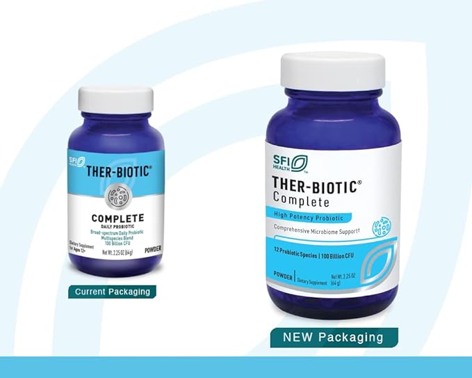 Klaire Labs SFI Health Ther-Biotic Complete Probiotic Powder - 100 Billion CFU - Men's and Women's Probiotics for Digestive Health & Immune Support - Dairy-Free, Hypoallergenic (60 Servings, 64g)