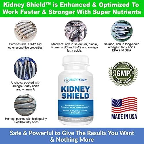 Kidney Shield 120 Caps Kidney Supplement to Support Normal Kidney Function and Support Kidney Health for Kidney Cleanse Omega 3 - (3 Pack)-SeraviaPure