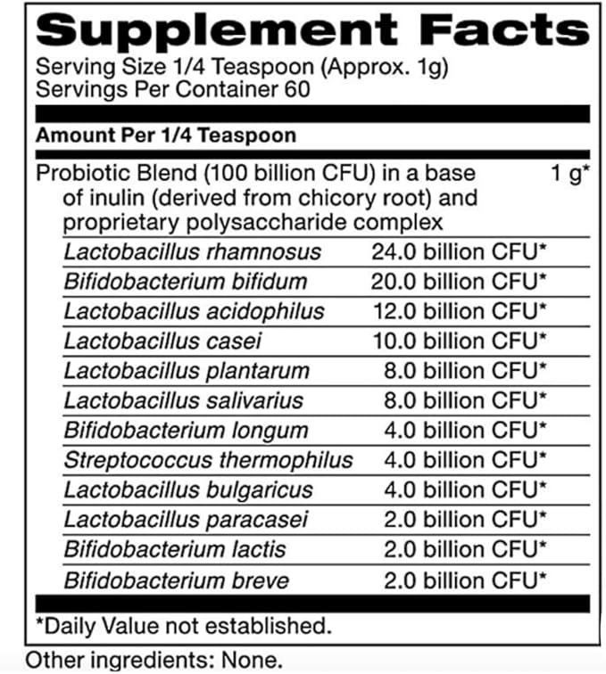 Klaire Labs SFI Health Ther-Biotic Complete Probiotic Powder - 100 Billion CFU - Men's and Women's Probiotics for Digestive Health & Immune Support - Dairy-Free, Hypoallergenic (60 Servings, 64g)