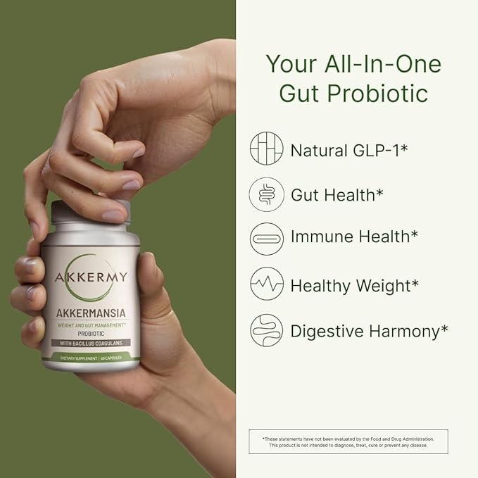 Akkermansia Probiotic for Healthy Weight - Naturally Increases GLP-1-120 Day Supply - Contains Bacillus Coagulans, Vitamins B2, D3 & Chromium - SIBO Friendly, Vegan & Gluten Free-SeraviaPure