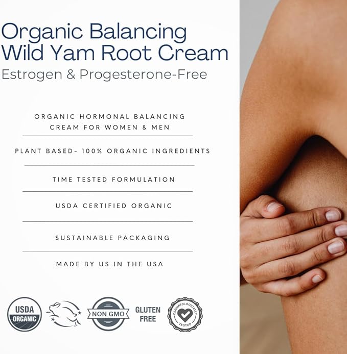 Indian Meadow Herbals Wild Yam Root Cream (4oz) - Organic Balancing Cream for PMS & Menopause Relief - Estrogen & Progesterone-Free. USDA Certified Organic. Made in USA. Since 1994.