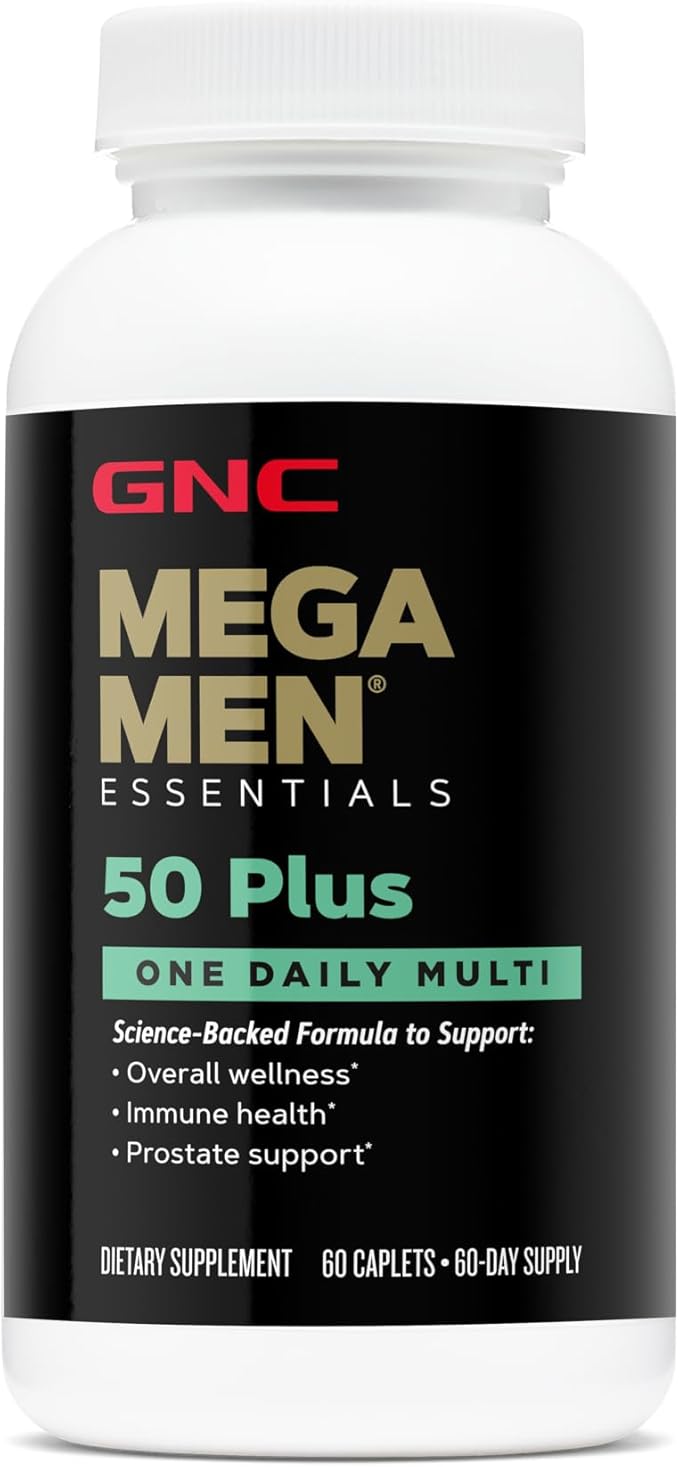 GNC Mega Men One Daily 50 Plus Multivitamin, Science-Backed Formula for Overall Wellness, Prostate and Circulatory Support and Immune Health, 60 Count