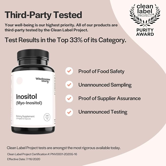 Inositol Supplement | Myo-Inositol Supplement | Inositol Powder Capsules | Myoinositol | Inositol 2000mg | Male and Female Fertility Supplement | Vitamin B8 | 120 Inositol Supplement Caps-SeraviaPure