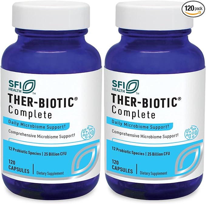 Klaire Labs Ther-Biotic Complete - 25 Billion CFU Probiotic Supplement - Hypoallergenic Probiotics for Men + Women - Digestive, GI Health + Immune Support - Dairy-Free (120 Caps / 2 Pack)-SeraviaPure