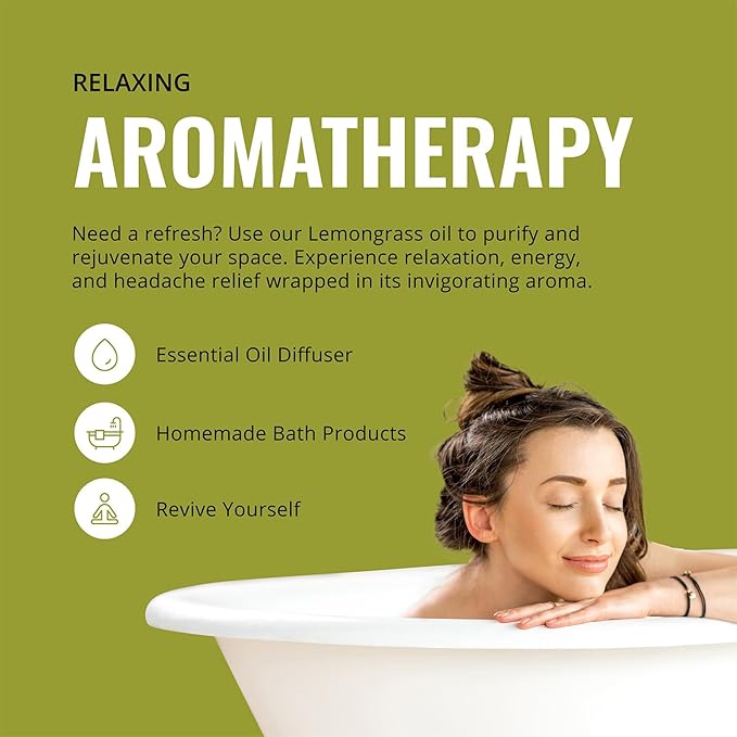 Lemongrass Essential Oil 16 oz (473 ml) for Diffusers, Home Care, Candles, Hair, Lemon Grass Spray