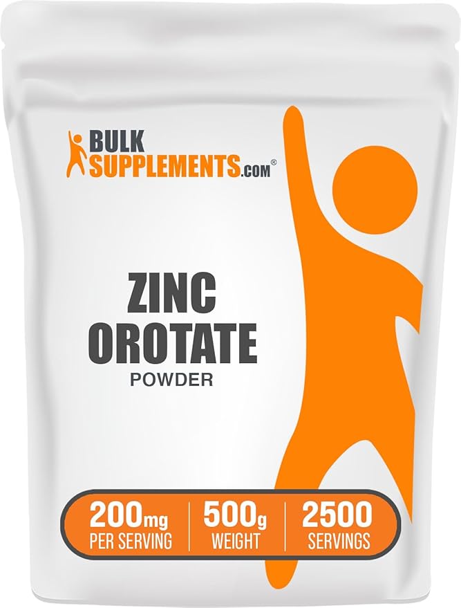 BulkSupplements.com Zinc Orotate Powder - Zinc Minerals Supplement, for Immune Support - Gluten Free, 200mg per Serving, 500g (1.1 lbs) (Pack of 1)-SeraviaPure