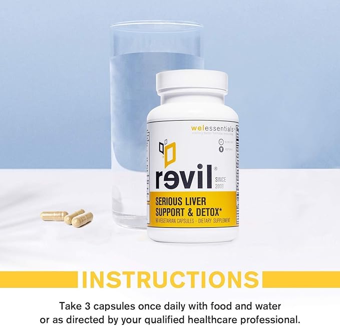 drinkwel Revil for Liver Health & Support - 90 Vegetarian Capsules - with Milk Thistle, NAC, Artichoke, Burdock, Vitamin C - Gluten-Free