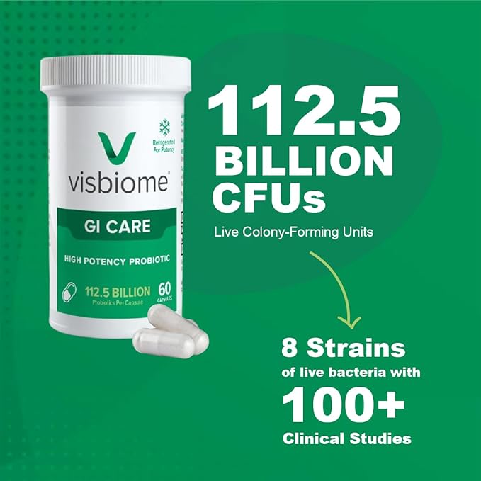 Visbiome® GI Care - High Potency Probiotic - 112.5 Billion CFU Live Probiotics, Original De Simone Formulation, Made in USA, 180 Capsules.