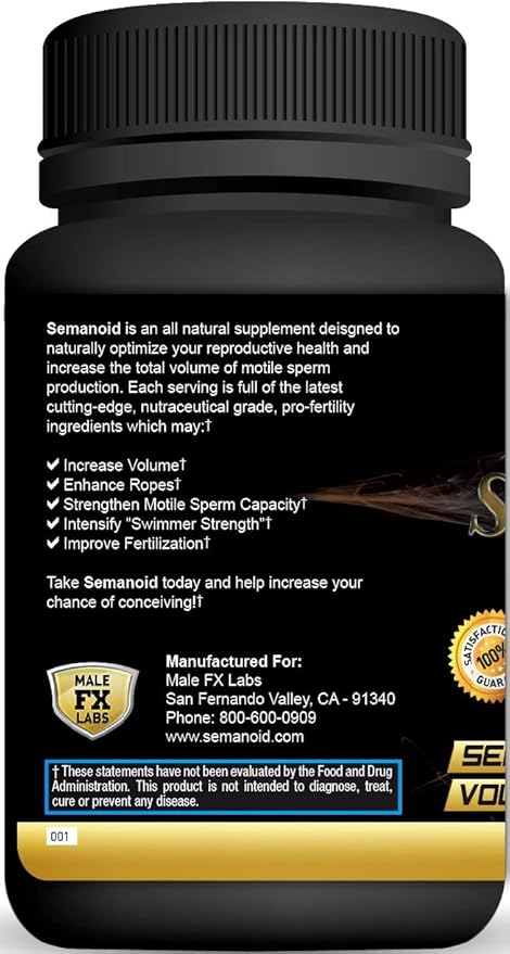 SEMANOID (60 Caps) Maximum Fertility Formula and Semen Volumizer - Advanced Fertility Ingredients and Male Prenatal Vitamin Blend, 1 Month Supply-SeraviaPure