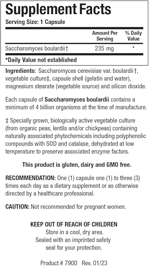Biotics Research Saccharomyces boulardii Probiotics Supplement - 235 mg/Serving- Supports GI Health Microbial Balance, Healthy Immune & Pathway Responses - Dairy-Free, Temperature-Stable - 60 Capsules