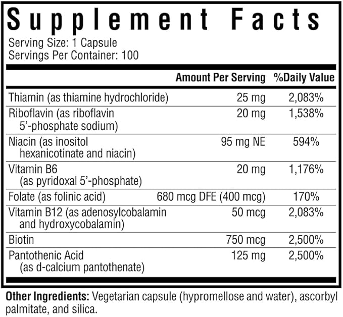 Seeking Health B Complex MF, Methyl-Free Forms of Folate and Vitamin B12, Healthy Energy, Immune System, Mood, and Memory Support, Vegan and Vegetarian (100 Capsules)*-SeraviaPure