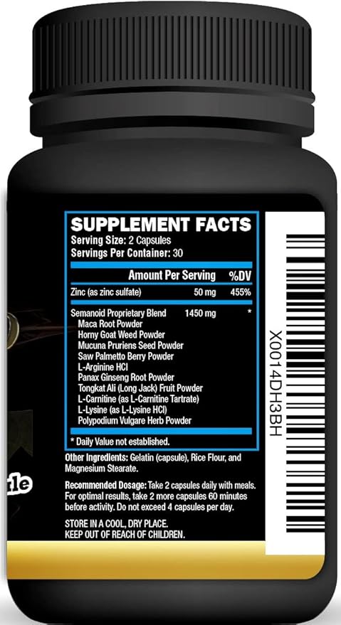 SEMANOID (60 Caps) Maximum Fertility Formula and Semen Volumizer - Advanced Fertility Ingredients and Male Prenatal Vitamin Blend, 1 Month Supply-SeraviaPure