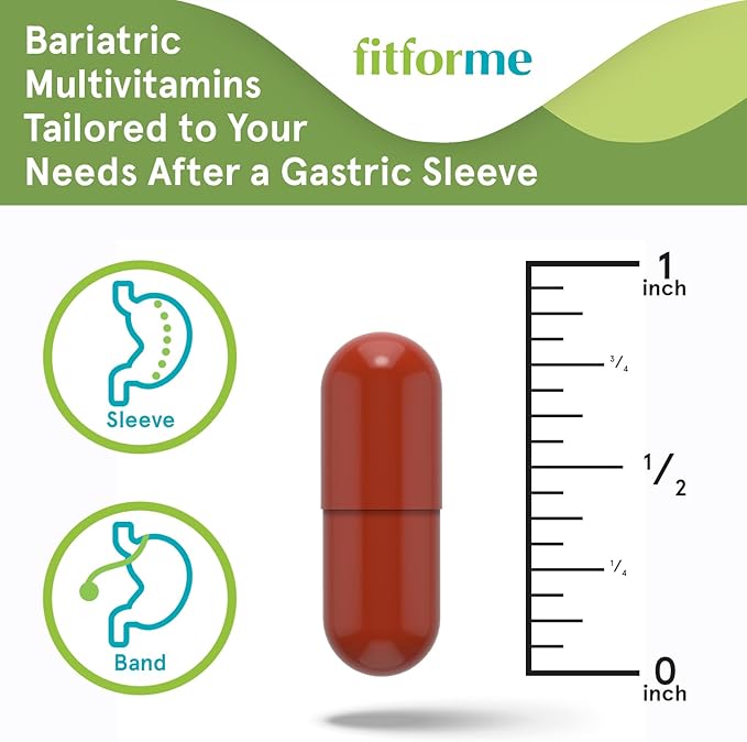FitForMe One-a-Day Bariatric Multivitamin — After Weight-Loss Surgery (Gastric Sleeve) — Easy-to-Swallow WLS Optimum Capsule, 30 Count, 1-Month Supply