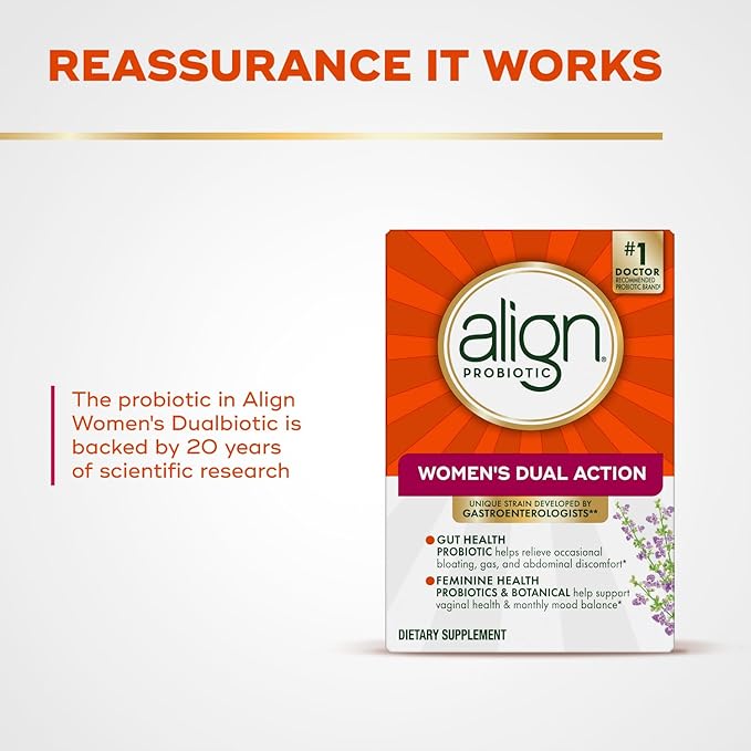 Align Probiotic, Womens Dual Action, Vaginal Probiotics for Women, Womens Probiotic for Vaginal Health Support, with Probiotics for Digestive Health, 28 Probiotic Capsules-SeraviaPure
