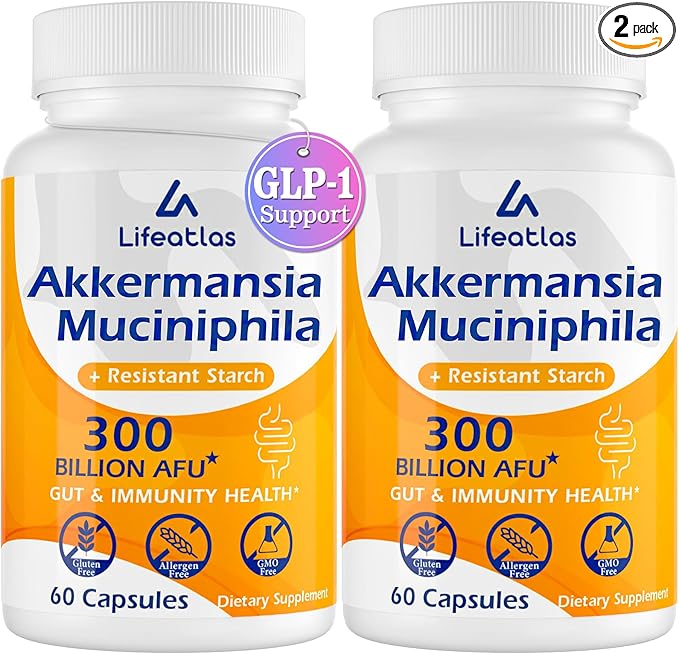 GLP-1 Supplement, 300 Billion AFU Akkermansia Probiotic - Live Akkermansia for GLP-1, Akkermansia Muciniphila for Women & Men, Enhances Gut Digestive Lining Function, Digestive, Gut, Immune, 120 Caps-SeraviaPure