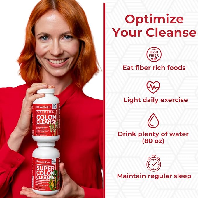 Health Plus Super Colon Cleanse 10 Day Gentle Gut Cleanse Detox, Psyllium Husk, Probiotics for Constipation Relief & Digestive Support, 240 Capsules-SeraviaPure