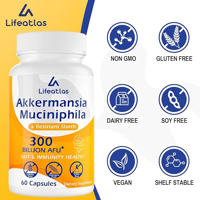GLP-1 Supplement, 300 Billion AFU Akkermansia Probiotic - Live Akkermansia for GLP-1, Akkermansia Muciniphila for Women & Men, Enhances Gut Digestive Lining Function, Digestive, Gut, Immune, 120 Caps-SeraviaPure