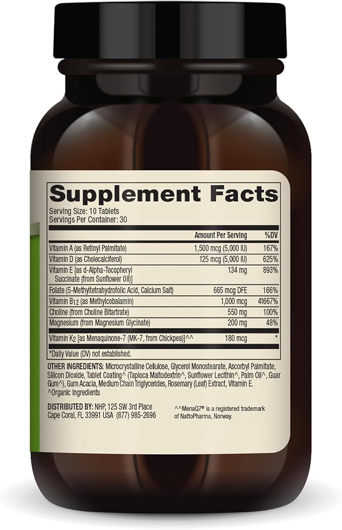 Dr. Mercola Multivitamin Mini-Tabs, 30 Servings (300 Tablets), with 8 Key Nutrients, Dietary Supplements, Supports Immune and Brain Health, Non-GMO-SeraviaPure