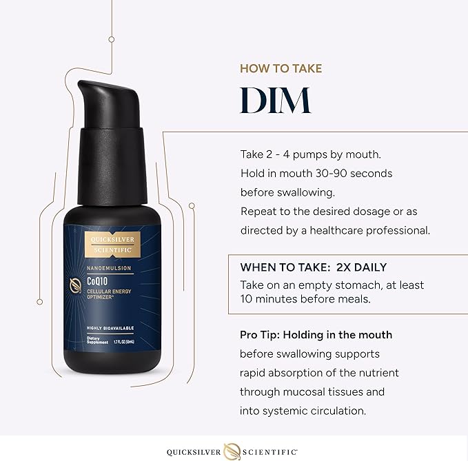 Quicksilver Scientific Nanoemulsified DIM - Liposomal DIM Supplement to Support Healthy Hormone Balance for Women & Men - Soy-Free Detox & Immune Support (1.7oz / 50ml)