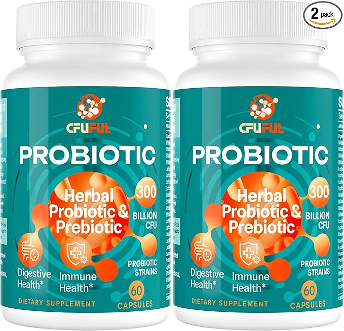 Probiotics for Women & Men - 300 Billion CFU, 24 Strains Probiotic + 15 Organic Herbs Prebiotics Blend, Daily Prebiotics and Probiotics for Digestive Health, Gut, Immune, Bloating - 2 Months Supply-SeraviaPure
