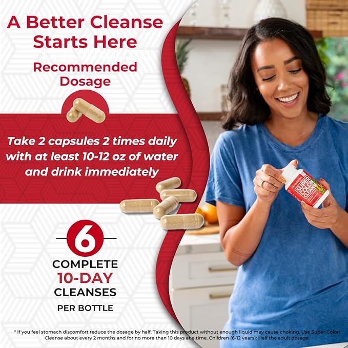 Health Plus Super Colon Cleanse 10 Day Gentle Gut Cleanse Detox, Psyllium Husk, Probiotics for Constipation Relief & Digestive Support, 240 Capsules-SeraviaPure