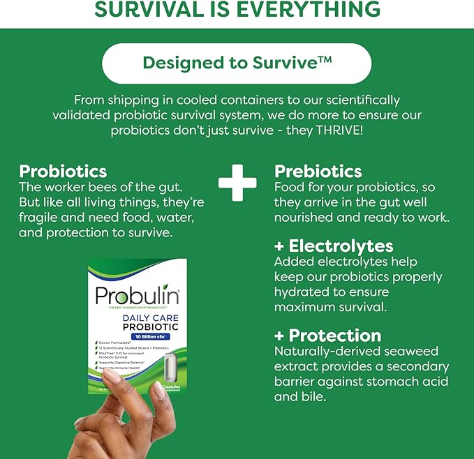 Probulin Daily Care Probiotic Supplement, Digestive, Gut, and Immune Health Support Capsules for Men and Women, 10 Billion CFU, Vegan, 60 Count Box