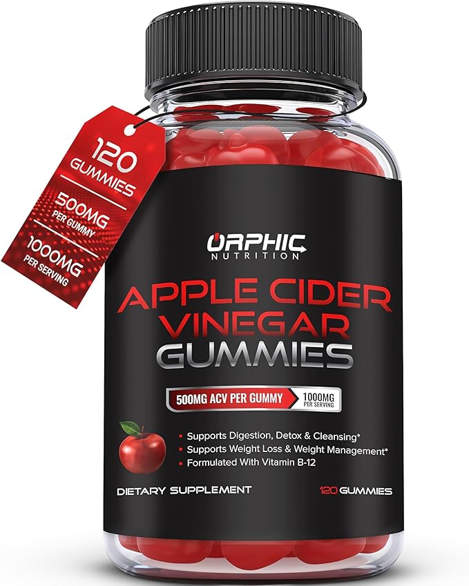 Apple Cider Vinegar Gummies - 1000mg - Formulated to Support Normal Energy Levels & Gut Health - Supports Digestion, Detox & Cleansing - ACV Gummies W/VIT B12, Beetroot (120 Gummies)-SeraviaPure