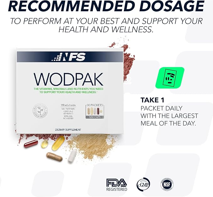 NF Sports WodPak Complete Daily Multivitamin for Men and Women, Soft-Gel Berry-Flavored Multivitamins with Vitamin D, Vitamin D3, Zinc, Omega 3, 30 Servings (Pack of 1)-SeraviaPure