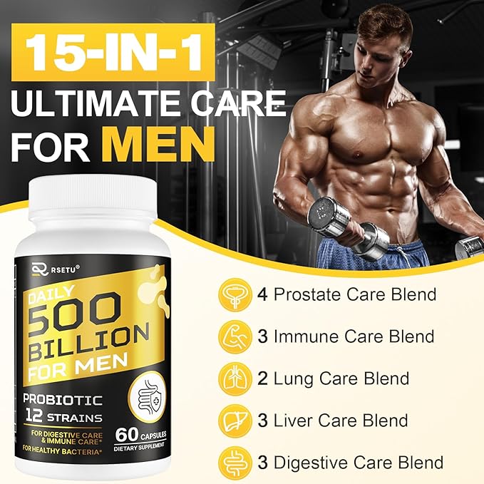 Probiotics for Men, 500 Billion CFU 12 Strains Mens Probiotic with Turmeric Cranberry & Goji, Gut Health for Men, Probiotics for Men Digestive Health, Bloating, Immune & Overall Health, 30-Day Supply-SeraviaPure