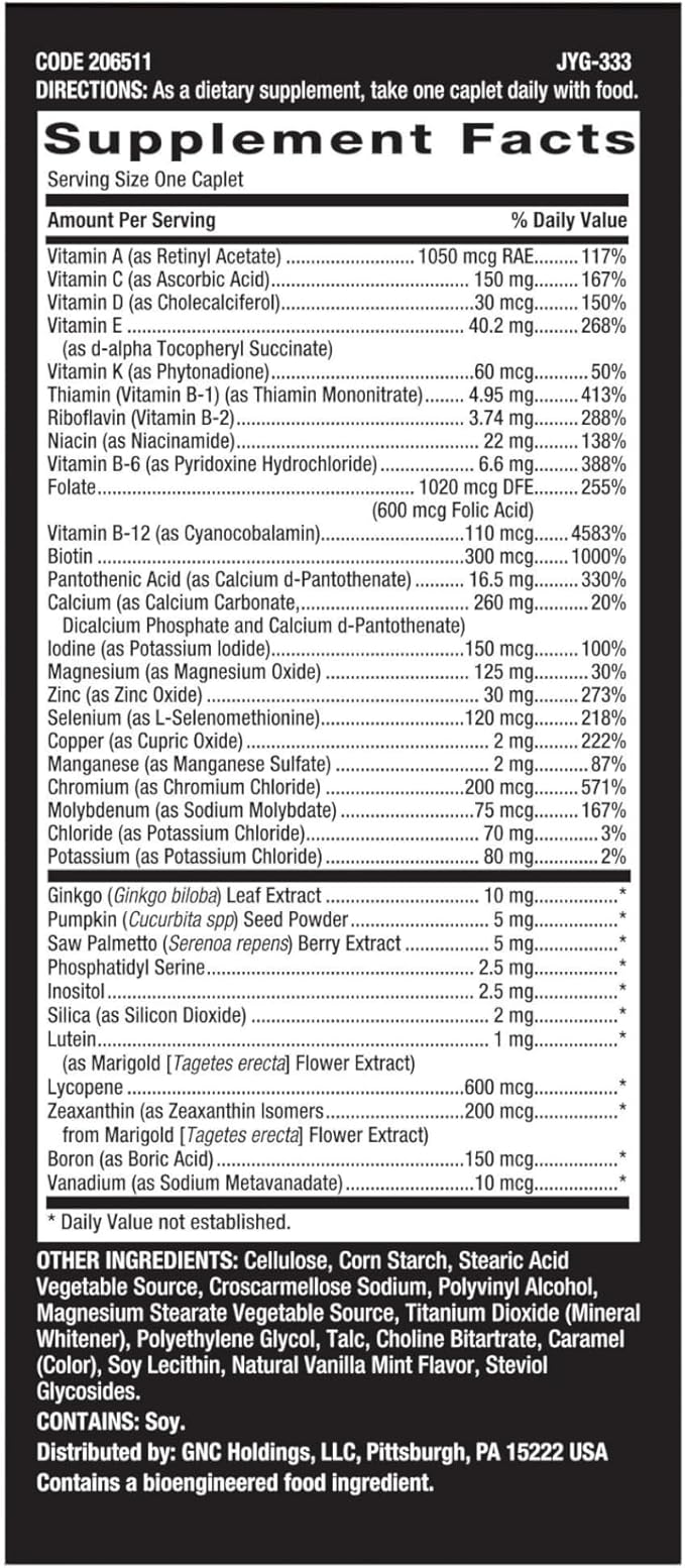 GNC Mega Men One Daily 50 Plus Multivitamin, Science-Backed Formula for Overall Wellness, Prostate and Circulatory Support and Immune Health, 60 Count