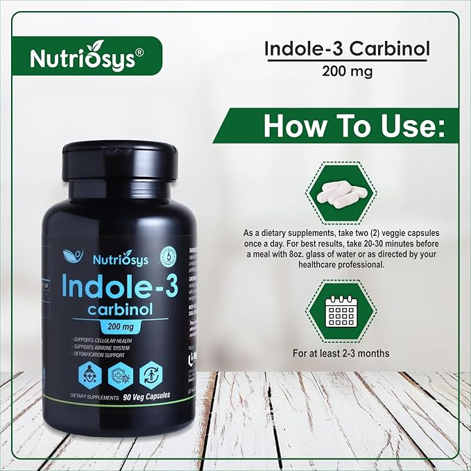 Indol-3 Carbinol 200mg 90 Veggie Capsules, Dietary Supplement for Healthy System, Vitamin Capsules for Men, Women and Adults, Multivitamins Capsules, Vitamin Supplements.-SeraviaPure