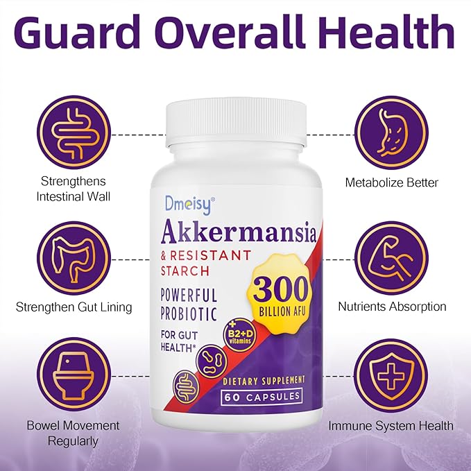 GLP-1 Supplement - 300 Billion AFU Akkermansia Muciniphila, Akkermansia Probiotic for Women & Men, for Boost GLP-1, Digestive, Gut, Immunity, Enhances Gut Lining Function & Intestinal Walls, 120 Count-SeraviaPure