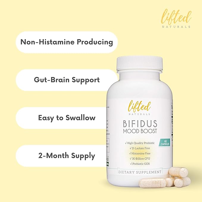 Probiotics 30 Billion CFU - Bifidus Mood Support Supplement w/prebiotics & probiotics for Women and Men - Mood & Digestion Support- Histamine Free - Natural Mood Boost - 60 Days Supply, Non-GMO-SeraviaPure