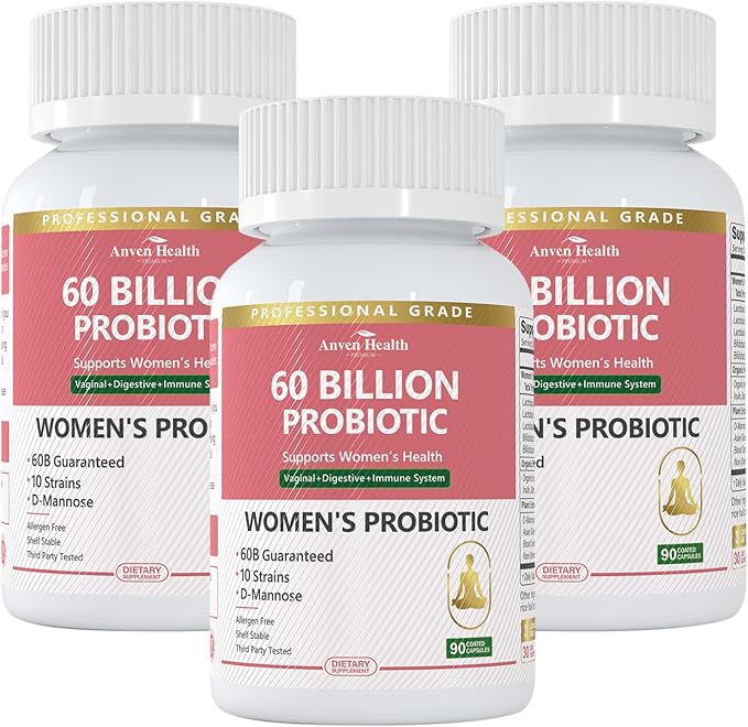 Probiotics for Women Digestive Health - 60 Billion Vaginal Probiotic Organic Prebiotics with Cranberry & D-Mannose for Gut, Urinary, Immune Health, Vegan & Non-GMO | 270 Capsules