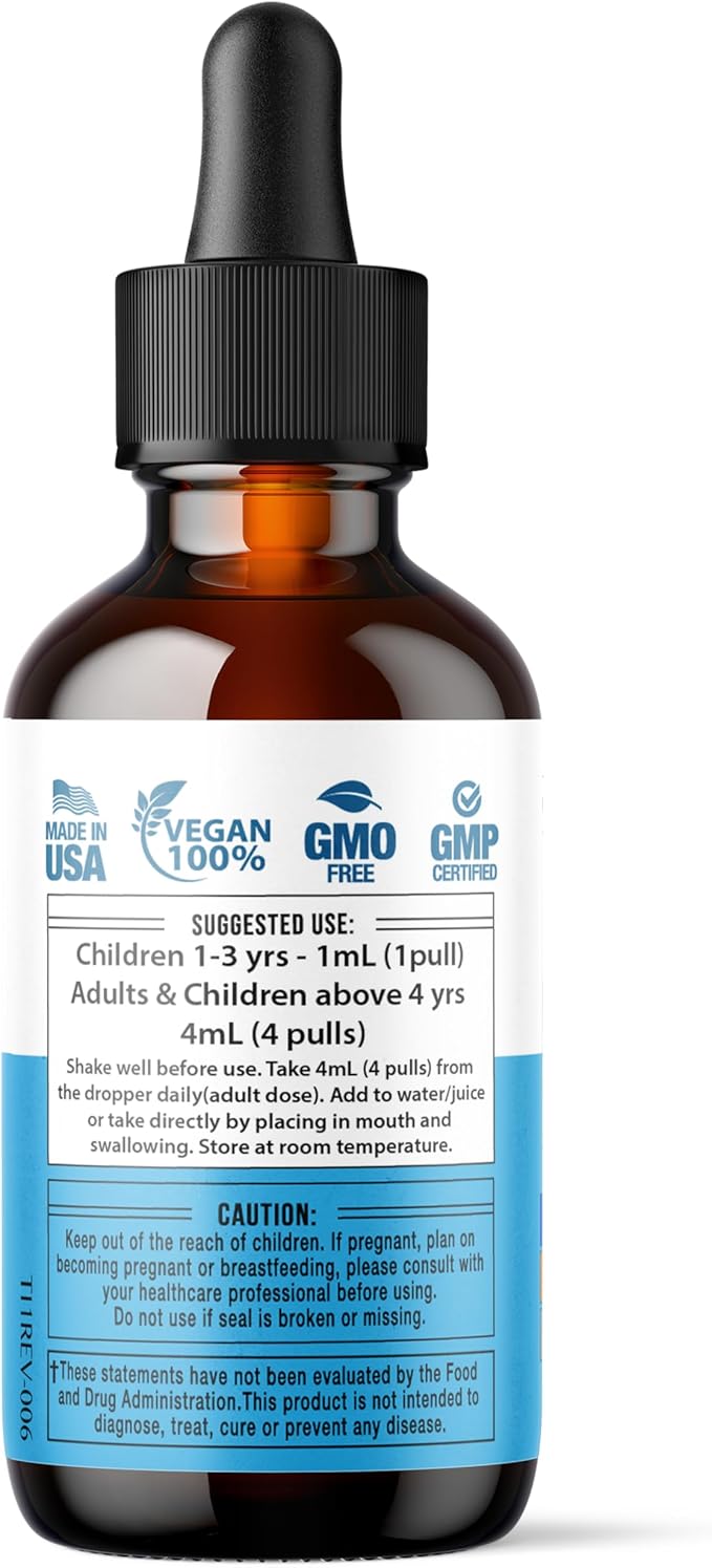 6-in-1 Liquid Multivitamin Supplement | 100% Daily Zinc, Vitamin D3 and Vitamin C Immunity Drops | Elderberry, Echinacea & Ginger Defense Support for Adults & Kids (Passion Fruit, 4oz-4pk)-SeraviaPure