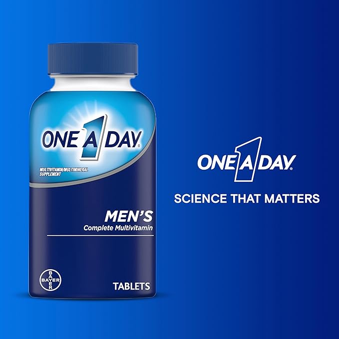 One A Day Men’s Multivitamin, Supplement Tablet with Vitamin A, Vitamin C, Vitamin D, Vitamin E and Zinc for Immune Health Support, B12, Calcium & more, 200 count (Packaging May Vary)-SeraviaPure