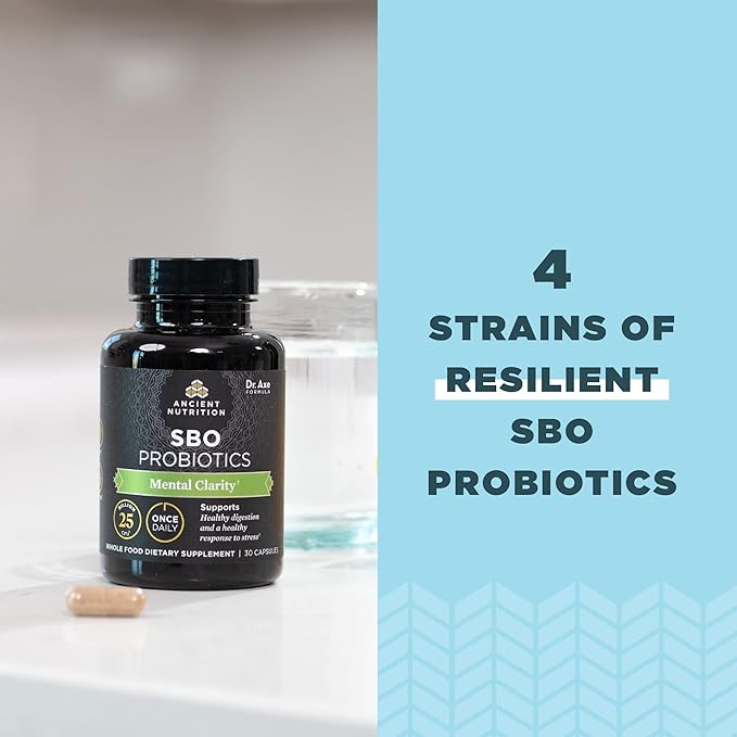 Probiotics for Mental Clarity by Ancient Nutrition, Once Daily Probiotics 30Ct, Helps Promote Mental Clarity and Concentration, Supports Healthy Energy and More Restful Sleep, 25 Billion CFUs*-SeraviaPure