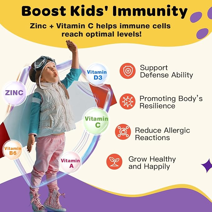 Kids Probiotic Chewables for Digestive Health with 5 Billion CFUs, Prebiotics and Probiotics for Kids for Gut Health, Immune Support, Nutrient Absorb, Vitamin C, Zinc, 75 Servings, Strawberry Flavor