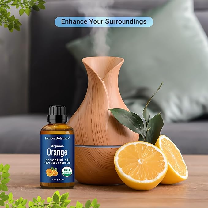 Organic Orange Essential Oil 30 ml - Pure, Natural Oils for Aromatherapy, Diffusers, DIY, Candle and Soap Making Scent - Nexon Botanics