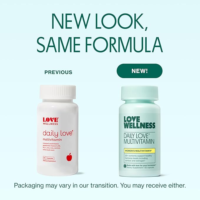 Love Wellness Daily Love Multivitamin for Women | Supports Energy, Cortisol, Immune Health, Stress Relief, & PMS | Complete with Vitamin D, C, Iron, Calcium, Zinc, & Biotin, Magnesium | 60 Count-SeraviaPure