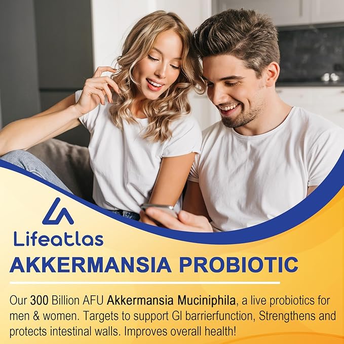 GLP-1 Supplement, 300 Billion AFU Akkermansia Probiotic - Live Akkermansia for GLP-1, Akkermansia Muciniphila for Women & Men, Enhances Gut Digestive Lining Function, Digestive, Gut, Immune, 120 Caps-SeraviaPure
