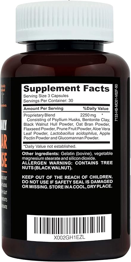 Clinical Daily Regular Cleanse. Natural Colon Cleanser & Detox for Energy and Constipation Relief. 90 Herbal Dietary Fiber Pills - Psyllium Husk Powder Capsules with Glucomannan, Aloe, PROBIOTICS-SeraviaPure