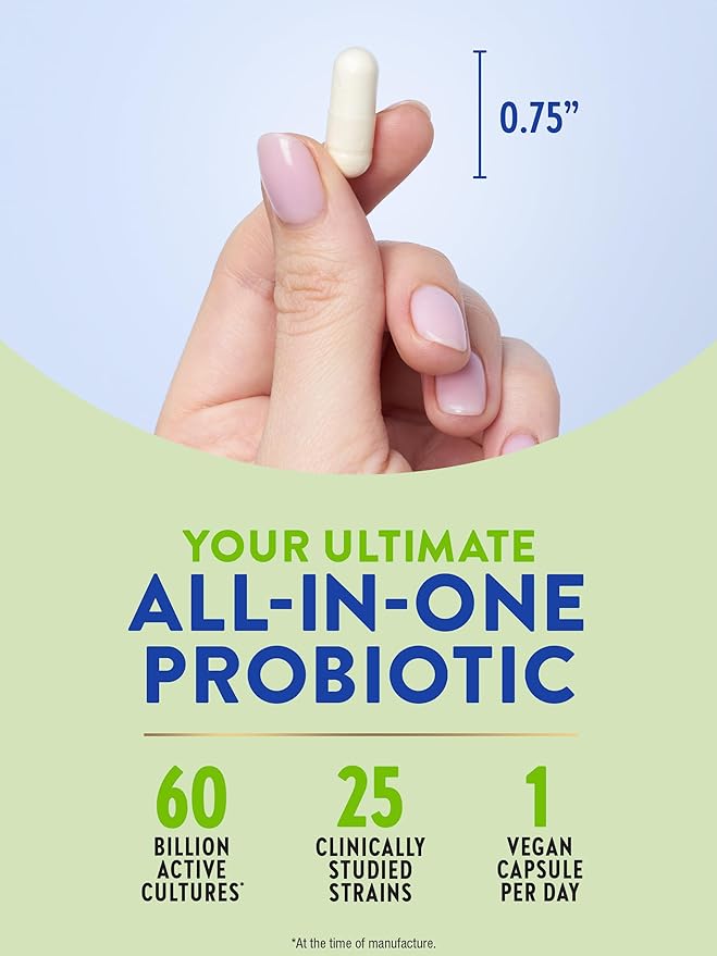 Raw Flora Probiotic with Prebiotics | 60 Billion CFU | Daily Digestive Vegan Capsules | Gluten Free Supplement for Men and Women | by Nature's Truth-SeraviaPure