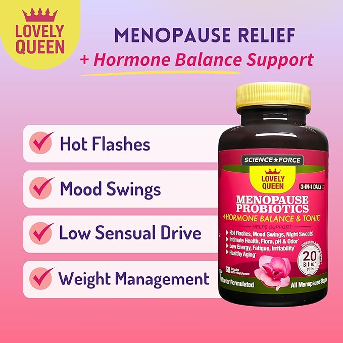 Lovely Menopause Supplement + Hormone Balance + Weight Management, Hot Flashes, Mood Swings, Vaginal Health & Dryness | Black Cohosh, Dong Quai, Ashwagandha + Probiotics, Woman Supplement, 60 ct-SeraviaPure