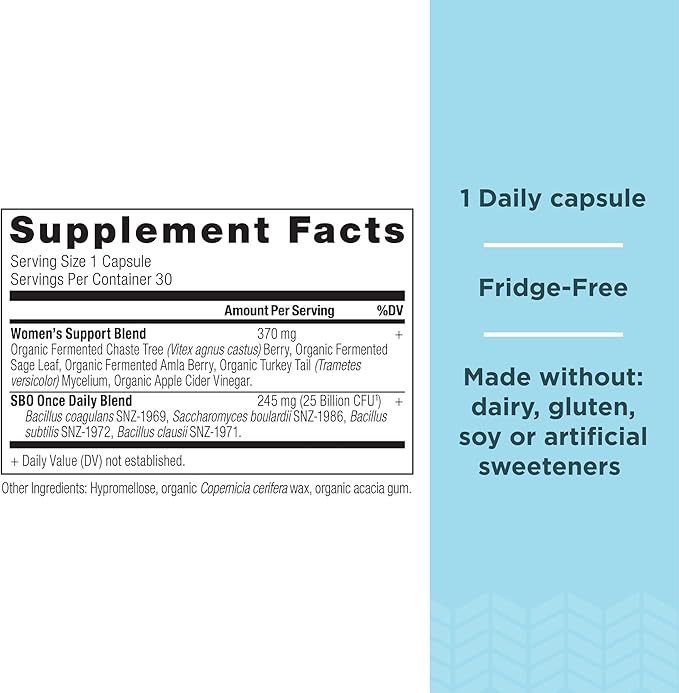 Probiotics for Women by Ancient Nutrition, Once Daily Women's Probiotics 30ct, Digestive Support and Reduces Occasional Bloating, Made with Chaste Tree Berry and Amla Berry, 25 Billion CFUs*-SeraviaPure