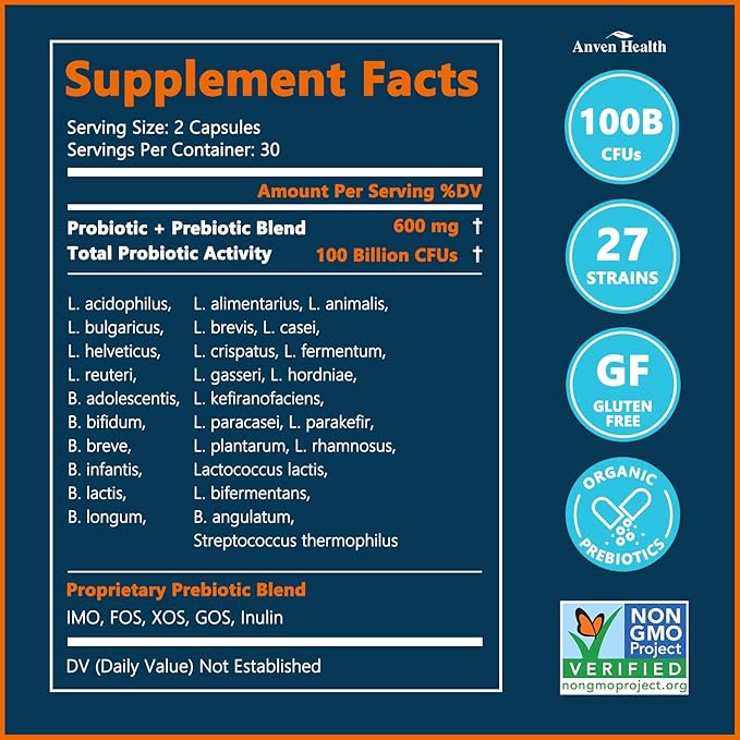 100 Billion Probiotics for Men and Women 27 Strains 5 Organic Prebiotics for Gut Digestive & Immune Health, Supports Diarrhea Gas Bloating, Non-GMO, Zero Fillers – Made in USA丨120 Caps-SeraviaPure