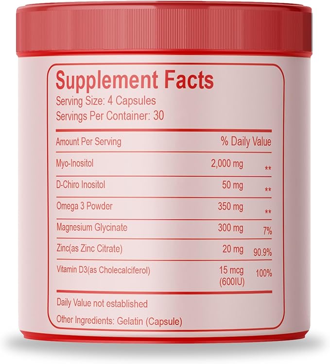 Inositol Multivitamin Capsules, 2000mg Myo-Inositol & 50mg D-Chiro Inositol 40:1 Blend, Inositol Supplement with Omega 3 for Women (120 Capsules)-SeraviaPure