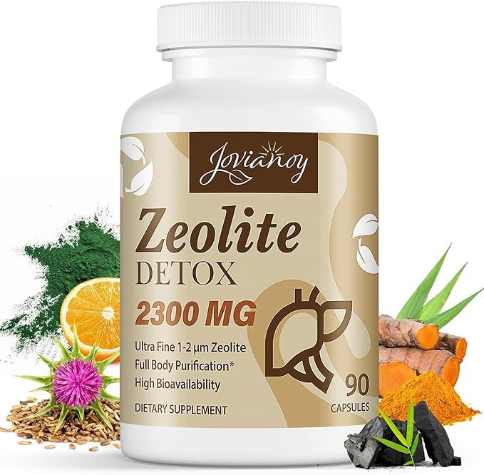 2300 MG Zeolite Detox Capsules, Organic Activated Charcoal, Bentonite Clay, 1-2 µm Clinoptilolite, Maximum Absorption, Gut Liver Detox Cleanse Full Body for Women Men, 90 Capsules-SeraviaPure